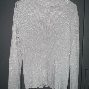 Sparkling Grey Turtleneck Sweater